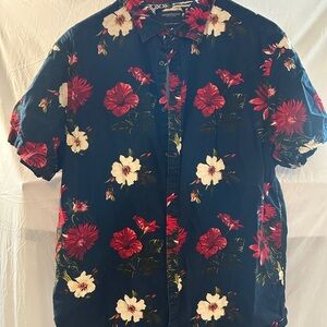 Denim & Flower Navy and Red Floral Button Down Shirt